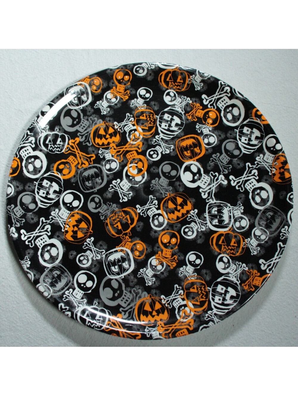 Halloween Serving Tray Plastic Skull Cross Bones Pumpkin Jackolantern